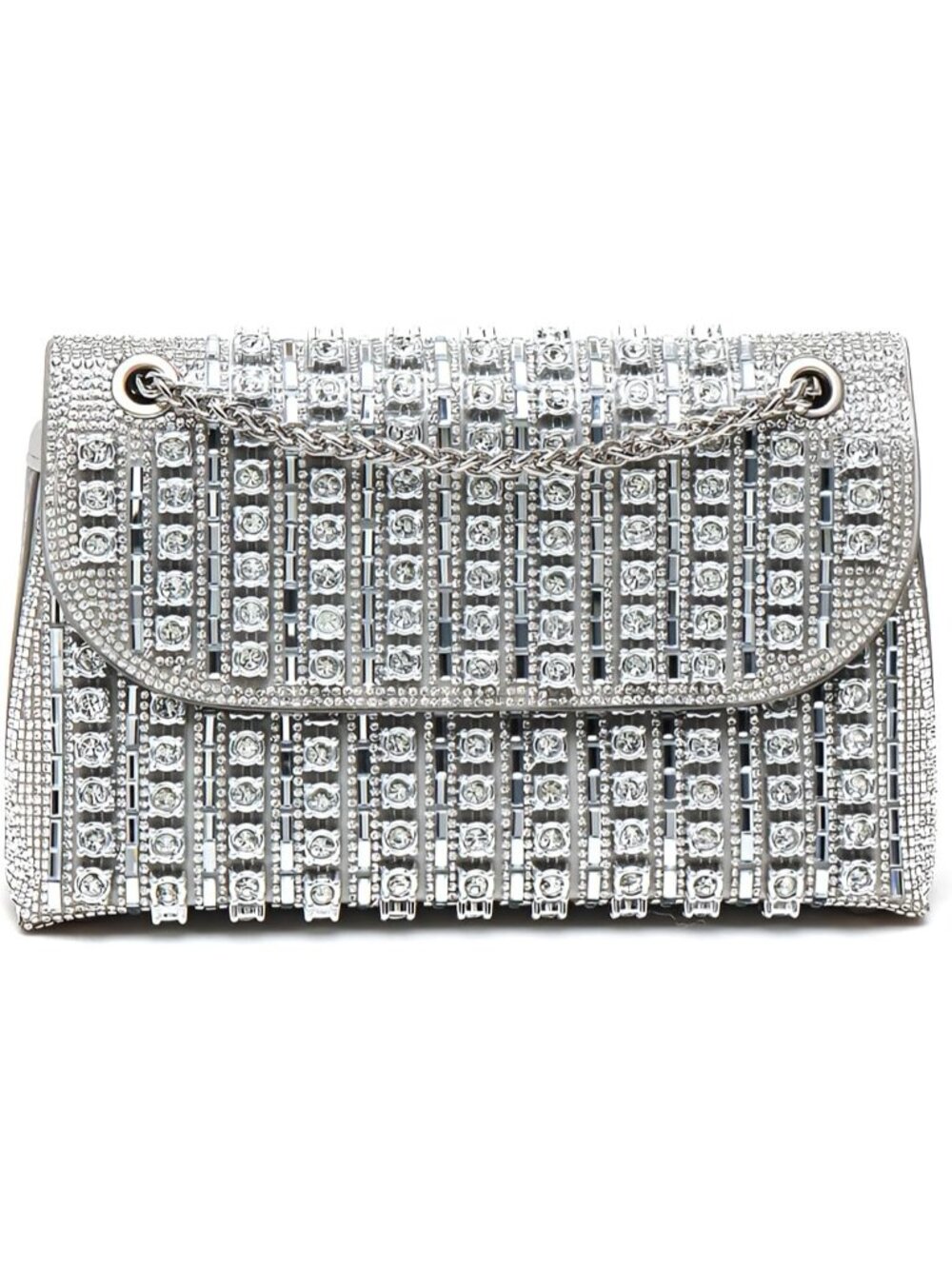 Women's Rhinestone Evening Silver Clutch Purse with Crystal Sparkling Formal